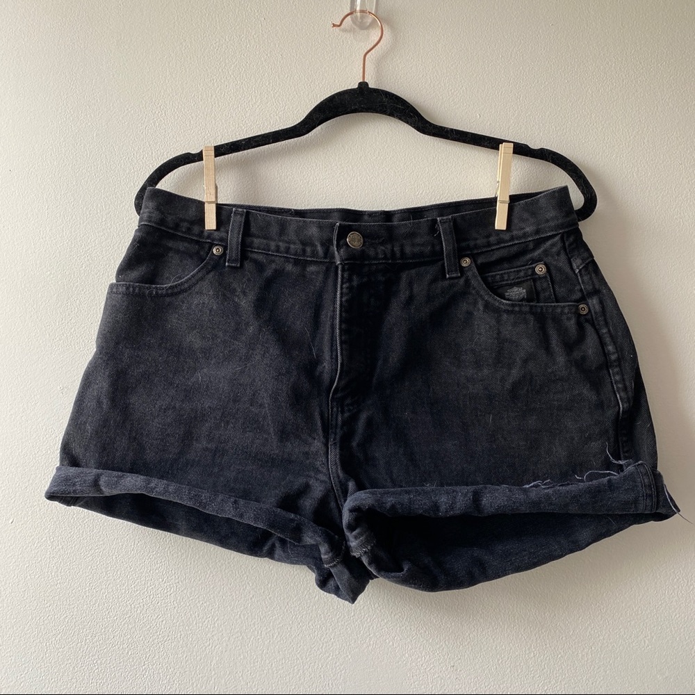 Vintage High Rise Denim Shorts Black